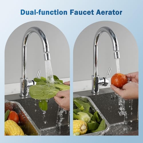 Hibbent Metal NSF/ANSI/CAN 372 Faucet Aerator with Dual-function, Silver - Image 2