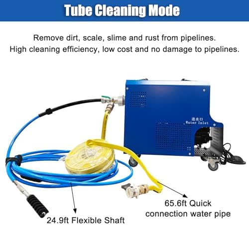 220V Condenser Tube Cleaning Machine Heat Exchanger Pipe Descaling Tool 24.9ft Flexible Shaft for Dia 0.2-0.8in Pipeline Tube Cleaner+High Pressure Washer Combo for HVAC Centrifugal Chiller - Image 2