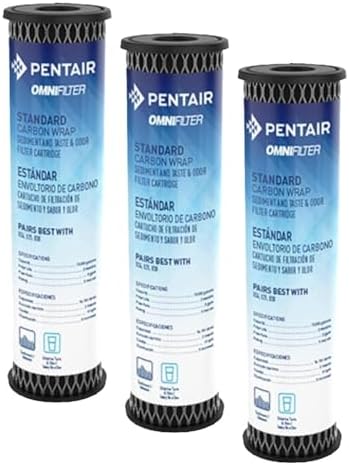 Pentair OMNIFilter TO1 Carbon Water Filter, 10-Inch, Standard Whole House Carbon Wrap Sediment and Taste & Odor Replacement Filter Cartridge, 10" x 2.5", 5 Micron, Pack of 2 by PentairOmniFilter