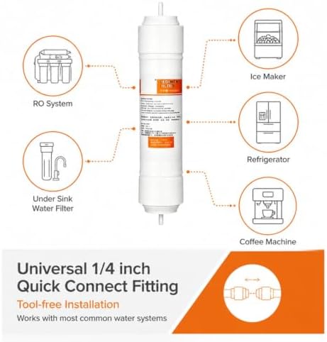 2-Pack 11x2.5" PP Cotton Water Filter, 1/4-inch Quick-Connect Straight Rod,for RO System, Under Sink & Drinking Water Filtration - Image 3