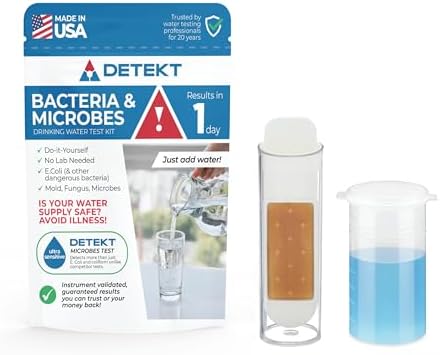 Bacteria in Water Test Kit by Detekt (USA) DIY for Drinking/Tap/Well Water by Detekt