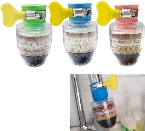 3 Pcs Faucet Water Filter,6 Layer Cartridge Activated Carbon Filters Water Filter Faucet Replacements for Sink Applicable 1/2inch - 3/4inch Faucet(Random) by LiXiongBao