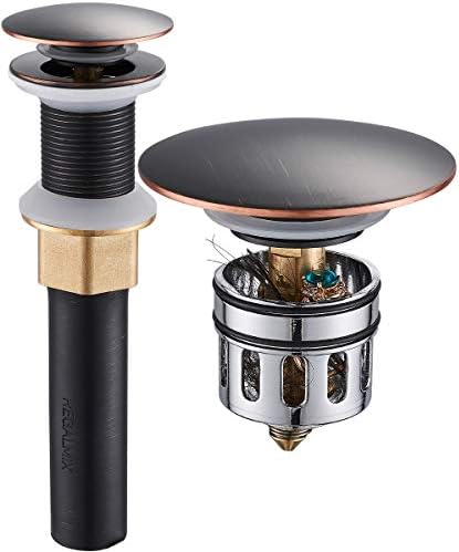 Bathroom Sink Drain, Vessel Sink Pop Up Drain with Detachable Basket Stopper,Anti-Explosion and Anti-Clogging Drain Strainer, Sink Drain Assembly Without Overflow Oil Rubbed Bronze, REGALMIX RWF082C by REGALMIX
