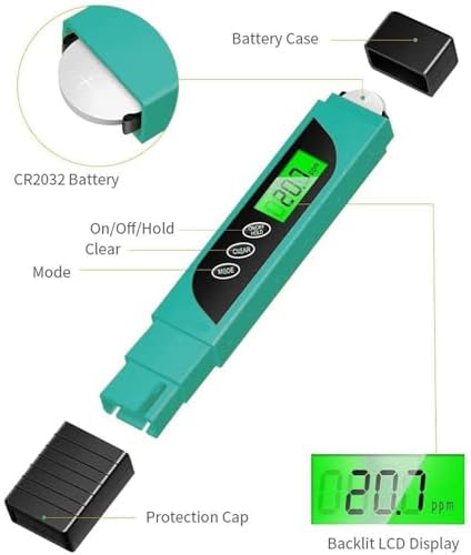 TDS Meter Digital Water Tester, Lxuemlu Professional TDS, Temperature and EC Meter with Carrying Case, 0-9999ppm, Ideal ppm Meter for Drinking Water, Aquariums and More （Green) - Image 3