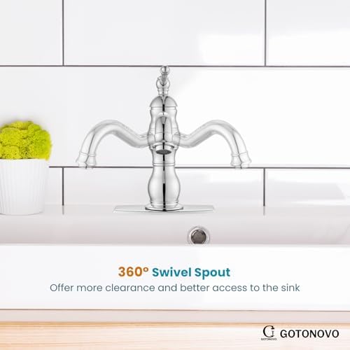 gotonovo Bathroom Faucet 1 Hole Vintage,Polish Chrome,7.1” Spout Reach - Image 5