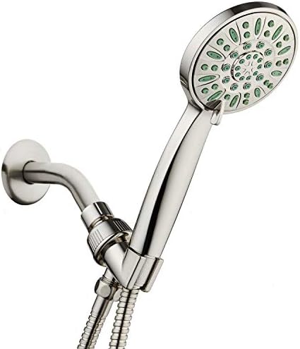 AquaDance Antimicrobial/Anti-Clog High-Pressure 6-setting Hand Shower, Microban Nozzle Protection from Growth of Mold, Mildew & Bacteria for Stronger Shower! Brushed Nickel Finish by AquaDance