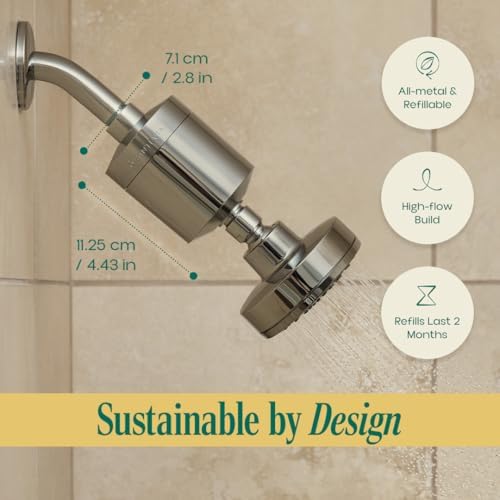 Santevia Refillable Showerhead Filter - Chrome Metal, Universal Fit Shower Head Filter Removes 99% Chlorine & Adds Magnesium for Softer Skin & Hair. Relieves Irritation & Eczema - Image 4