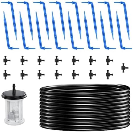 Solar Drip Irrigation Kit Accessories, 49FT Tubing, 15 Drippers by HEKIWAY