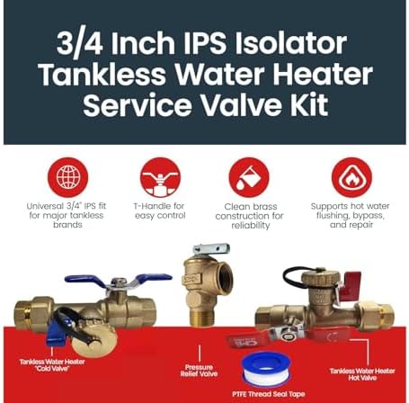 CMI Tankless Water Heater Installation Valve Kit 3/4" T-Handle - Image 2