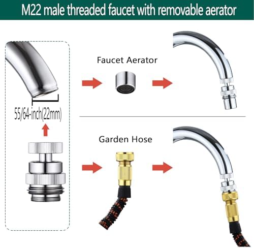Sink Faucet Adapter Kit Swivel Aerator Adapter to Connect Garden Hose,Multi-Thread Garden Hose Adapter for Bathroom/Kitchen,3/4" GHT thread，1 pcs - Image 6