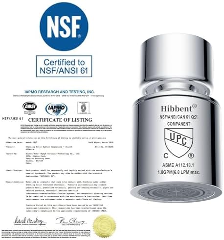 Hibbent NSF/ANSI/CAN 61 Certified Faucet Aerator, CUPC Certification 360° Swivel Kitchen Sink Aerator, Dual-function Sprayer Faucet Head, Faucet Replacement Part 55/64 Inch Female Thread - Chrome - Image 2