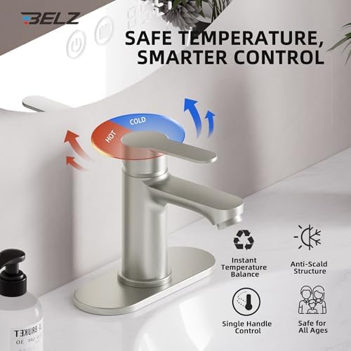 BELZ Nickel Bathroom Faucet, Lead-Free for 1 or 3 Hole 4" Vanity Sink - Image 3