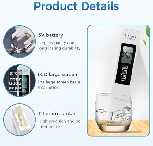 4 in 1 Digital Water Tester, 2026 New TDS Meter Digital Water Tester, TDS EC & Temperature Meter, 0-9990PPM Digital Water Tester with Display & ATC for Drinking Water Aquariums Swimming Pool (1) - Image 3