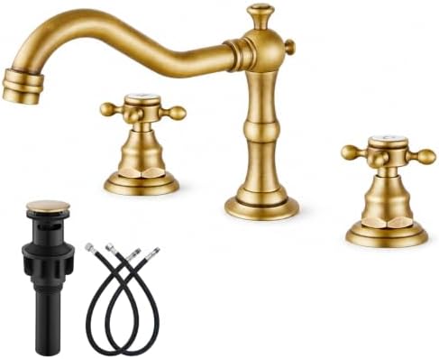 gotonovo Bathroom Faucet 3 Hole Vintage, Antique Brass, H C Label by HOME