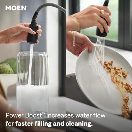 Moen Align Matte Black One-Handle Single Hole Pre-Rinse Spring Kitchen Faucet with Pull Down Sprayer and Power Boost, 5923BL - Image 5