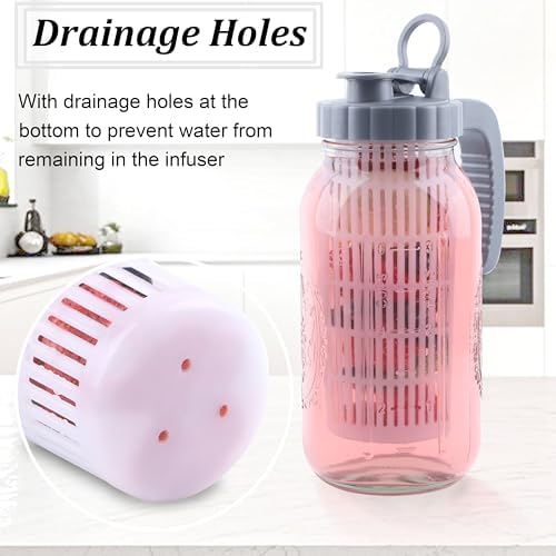 Mason Jar Pitcher With Fruit Infuser 2 Quart Water Pitcher With Pour Spout Lid 2 Pack Half gallon Wide Mouth Glass Carafe For Milk, Fruit Infused Water, Iced Tea, Lemonade, Cocktail, Cold Brew Coffee - Image 4