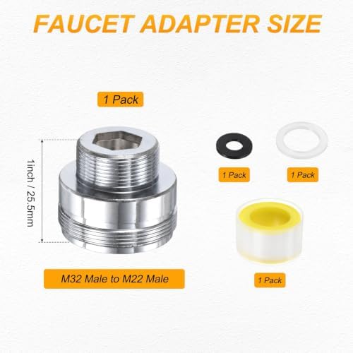 M METERXITY 1-Pack Faucet Adapter, M32 Male to M22 Male, for Kitchen - Image 3