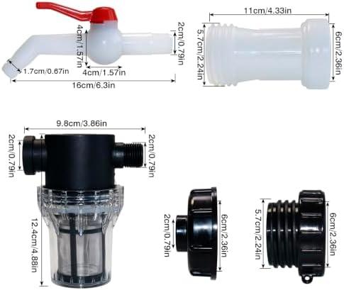 IBC Tote Water Tank Fittings, IBC Tote Hose Adapter with extension Bulkhead Fitting, inline filter, Garden Hose Adapter and PTFE Tapes for Water Barrel, Water Tanks, Rain Barrels, Tubs,Garden Barrels - Image 2