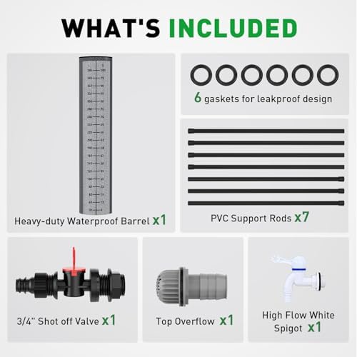 Yesker Collapsible Rain Barrel, 100 Gallon Portable Rainwater Collection System, 550D PVC Water Storage Tank, Rain Catcher with Spigots Filter Overflow Kit, Grey - Image 7