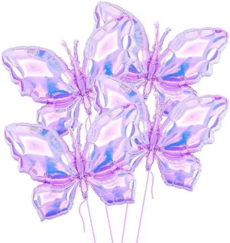 Iridescent Butterfly Balloon Colorful Butterfly Balloons Theme Birthday Party For Birthday, Wedding, Baby Shower, Summer Themed Party Decoration by Unknown