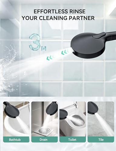 Magichome Shower Head with Handheld, High Pressure 10-Spray Detachable Chrome Showerhead with Stainless Steel Hose, Black - Image 3