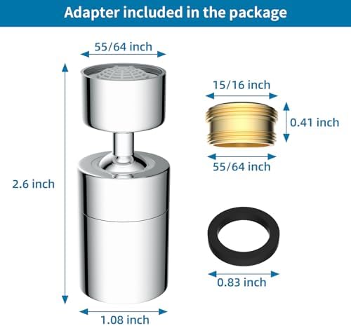 Hibbent NSF/ANSI/CAN 61 & cUPC Certified 2 Modes Faucet Aerator, Chrome - Image 6