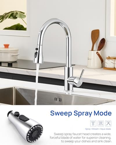 J-HVA Metal Kitchen Faucet Head Replacement 3-Mode with 15 Adapters, Chrome - Image 7