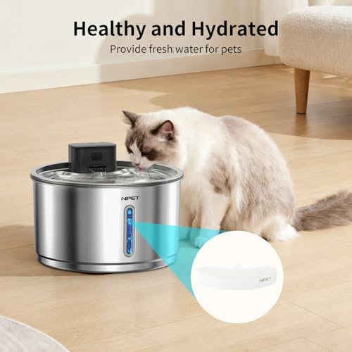 NPET Replacement Filters for WF210plus-WM Stainless Steel Pet Water Fountain(8pcs) - Image 2