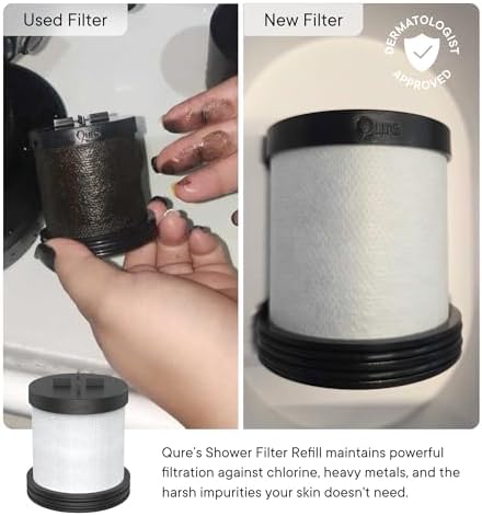 Qure Skincare Shower Filter Refill - Replacement Cartridge for Shower, 99% Chlorine Reduce, Clinically Tested - White, 3-Month Supply (1 Piece) - Image 2