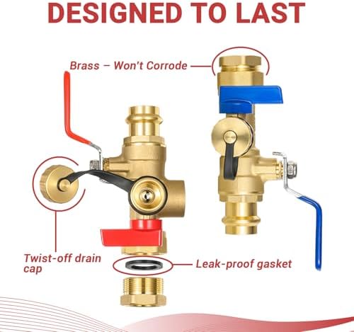 3/4" EFIELD IPS Isolator Tankless Water Heater Service Valve Kit - Image 4