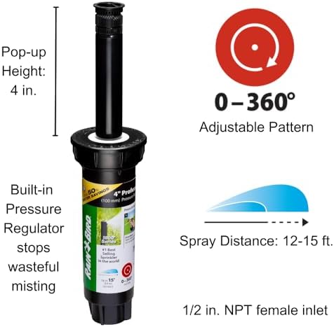 Rain Bird 1804HV15PR PRS HE Professional Pop-Up, Full, 12-15 Feet, 4" - Image 2