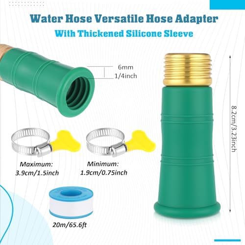 1 Set Universal Faucet Hose Adapter with Clamps Fit 3/4" Connector - Image 2