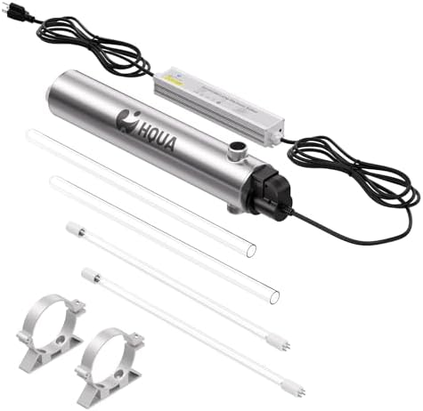 HQUA-TWS-121 120V 55W 12GPM 1“ MNPT Inlet/Outlet, Whole House Ultraviolet Water Purifier Filter, + 1 Extra UV Bulb, + 1 Extra Quartz Sleeve by HQUA
