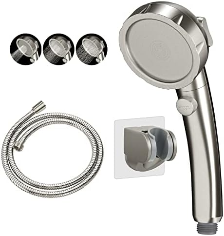 KAIYING Drill-Free High Pressure Handheld Shower Head with ON/OFF Switch, 3 Spray Modes - Brushed Nickel by KAIYING