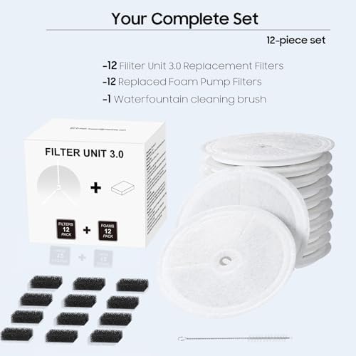 12 PCS Upgraded Filter Unit 3.0 Pet Cat Water Fountain Filters Fit For Solo 2/Solo SE, 3 Pro/2S/3, Including Replacement Filters and Replaced Foam Pump Filter (12 pcs) - Image 4
