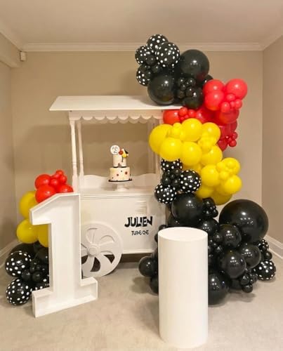 175Pcs Red Yellow Black Balloon Garland Arch Kit - Cartoon Mouse Theme Party Decorations with 18 12 10 5 Different Sizes Party Balloons for Birthday Anniversary Baby Shower Backdrop Decorations - Image 5