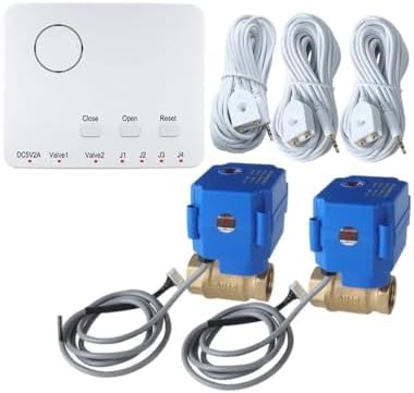 Water Leak Prevention Kit - Automatic Pipe Valve Shut-Off BSP Brass Faucet 1/2" 3/4" 1" with 3pc 6M Water Sensors(DN15 valves System) by Unknown
