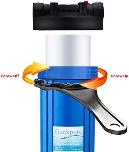 Geekpure 10-Inch Whole House Water Filter Housing with Wrench and Bracket-4.5 x 10 Inch-3/4-Inch Port - Image 3
