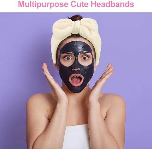 Ondder Spa Terry Cloth Skincare Headbands for Women - 8 Pcs Cute Bow Hair Bands for Makeup, Face Wash and Skin Care - Image 4