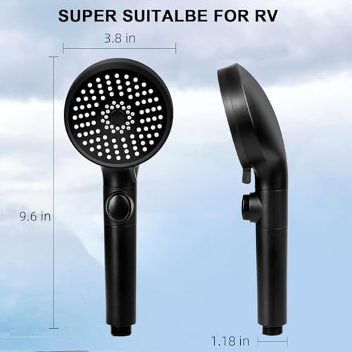 RV Shower Head with Hose, High Pressure 5 Mode Shower head Replacement, Handheld Showerhead for RV/Campers, Travel Trailer for Water Saving, Showerheads Holder and Hose, On Off Switch, Black - Image 6