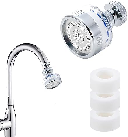 LiXiongBao 360 Degree Rotating Faucet Water Purifier, Chlorine Reduction, ABS and Stainless Steel, 3 Filter Cartridges Included by LiXiongBao