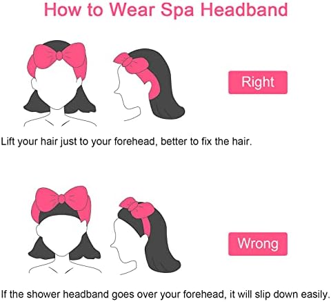 Ondder Spa Headband for Washing Face, Rose Red Terry Cloth with Cute Bow, Skincare Headbands for Women Girls, 8 Pack - Image 6