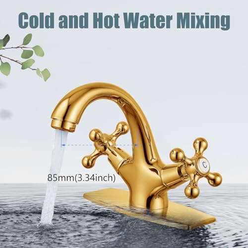 Aolemi Bathroom Sink Faucet 1 Hole or 3 Hole with Drain Polish Gold - Image 4