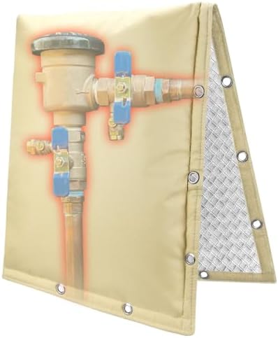 2-Way Opening Backflow Preventer Insulation Cover 5°F,Sprinkler Cover for Outside,5 Layers Waterproof 600D Sprinkler Valve Well Pump Cover for Winter Freeze Protection 18" W x 34" H, Khaki by HaoallBackflowCoversLLC
