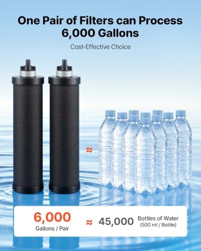 VEVOR Gravity-fed Water Filter System, 3.25G 304 Stainless-Steel Countertop Water Filtration System, Reduces Lead and up to 99% of Chlorine, with 2 Carbon Filters, Water Level Spigot, for Home Camping - Image 4