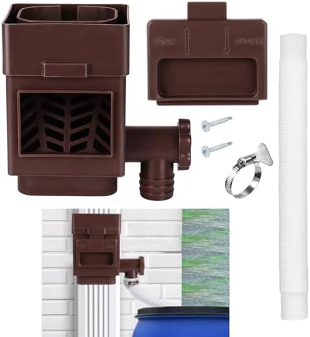 Rain Barrel Diverter Kit, Fits for 2x3 or 3x4 Inch Downspouts,Brown by MISDENK