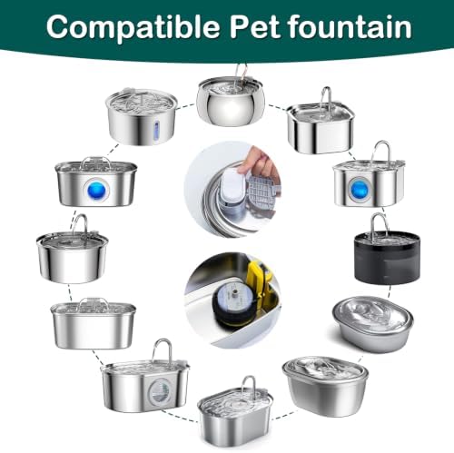 Cat Water Fountain Filter 32Pcs Fit 101oz/3L Stainless Steel Pet Fountain - Image 3