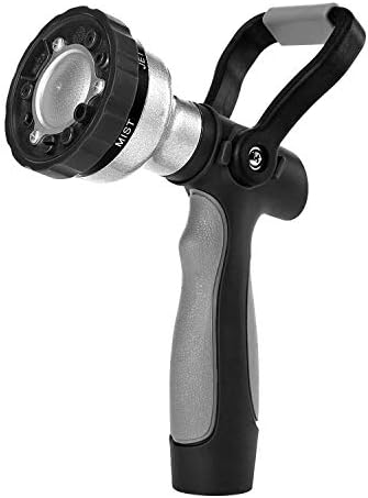 GREEN MOUNT New Patent Garden Hose Nozzle, Heavy Duty Water Nozzle, High Pressure Fireman Style Nozzle with Ergonomic Handle to Water Lawn and Garden, Black by GREENMOUNT