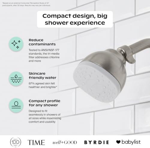 Canopy Mini Filtered Shower Head - Compact Filter for Hard Water - Chrome - Image 2