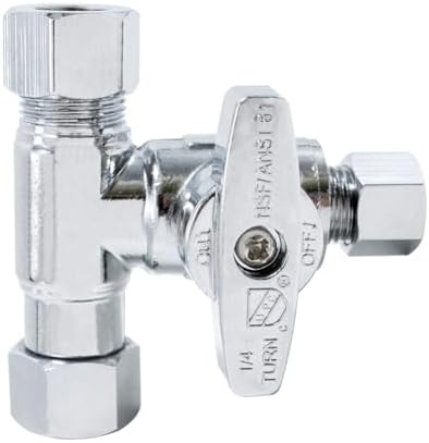 TTFLEX 3/8" x 3/8" x 1/4" Compression Tee Valve, Shut Off Valve, 1/4 Turn by TTFLEX